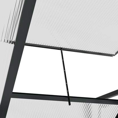 Polycarbonate Garden Greenhouse 2.51 m² Aluminum Greenhouse for Garden 190 x 132 x 201 cm UV-Resistant, with Reinforced Foundation, Gutter, Skylight, and Sliding Door, Gray