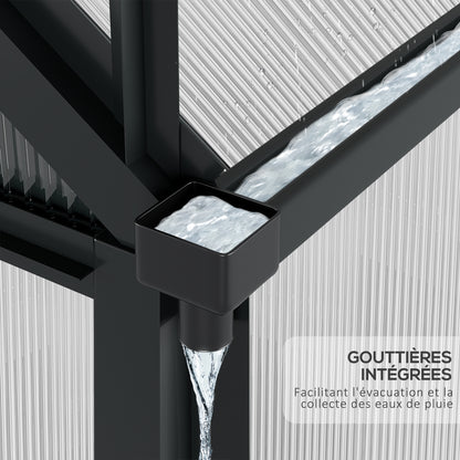 Polycarbonate Garden Greenhouse 2.51 m² Aluminum Greenhouse for Garden 190 x 132 x 201 cm UV-Resistant, with Reinforced Foundation, Gutter, Skylight, and Sliding Door, Gray