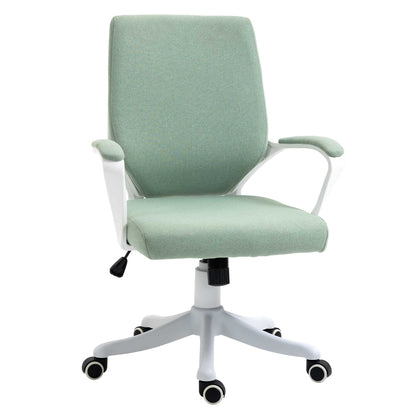Office Chair Desk Chair Home Office Chair with Rocking Function Height Adjustable Thickly Padded Ergonomic 360° Swivel Wheels Polyester Nylon PP Green+White 62x69x92-100 cm
