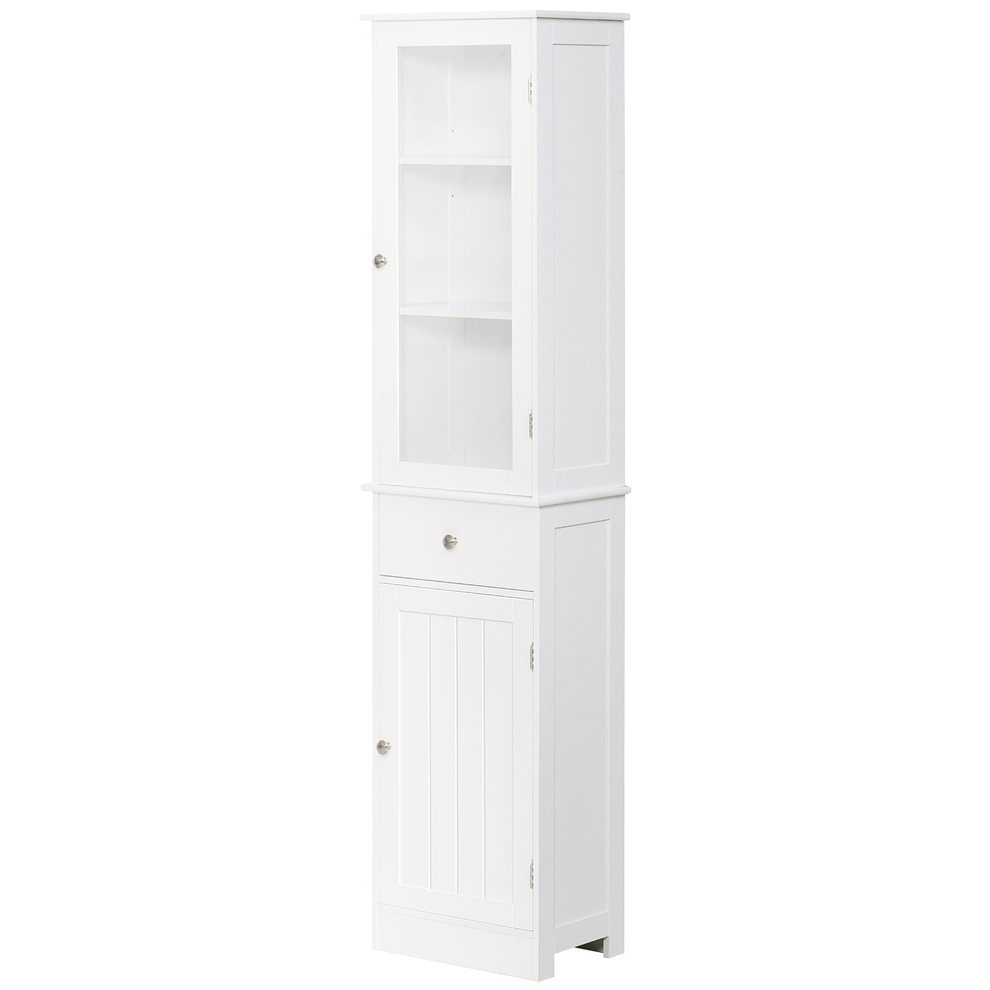 Tall Bathroom Cabinet, Slim Storage Cabinet, with Adjustable Shelves, Drawer, for Small Spaces, Modern, White