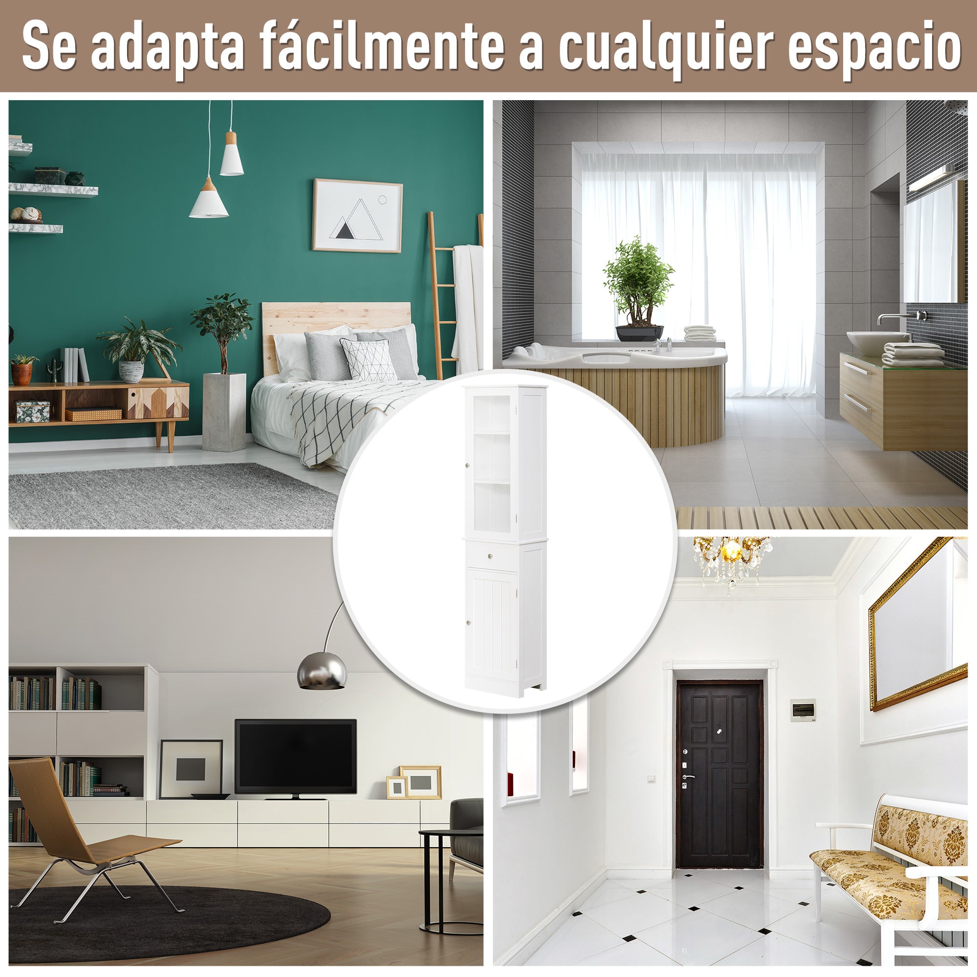 Tall Bathroom Cabinet, Slim Storage Cabinet, with Adjustable Shelves, Drawer, for Small Spaces, Modern, White