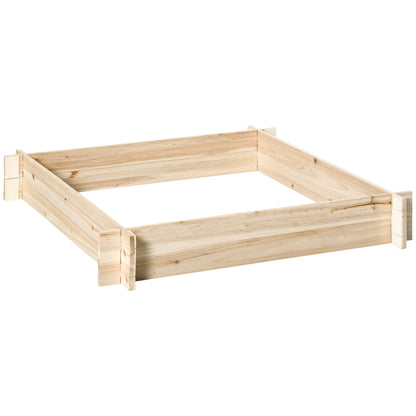 Square Wooden Garden Urban Planter Bed Flower Box for Crops Plants Flowers Herbs Patio 100x100x16 cm Natural