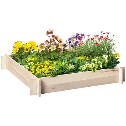 Square Wooden Garden Urban Planter Bed Flower Box for Crops Plants Flowers Herbs Patio 100x100x16 cm Natural