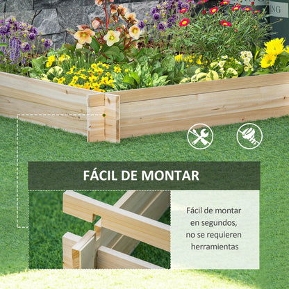Square Wooden Garden Urban Planter Bed Flower Box for Crops Plants Flowers Herbs Patio 100x100x16 cm Natural