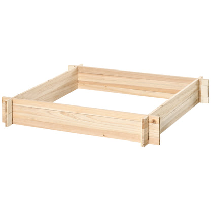 Square Wooden Garden Urban Planter Bed Flower Box for Crops Plants Flowers Herbs Patio 100x100x16 cm Natural