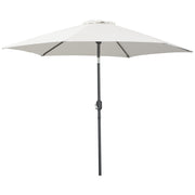Aluminum Garden Umbrella Ø260x235 cm Reclining Garden Parasol with Crank and 6 Metal Rods for Outdoor Terrace Balcony Cream