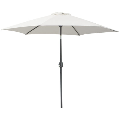 Aluminum Garden Umbrella Ø260x235 cm Reclining Garden Parasol with Crank and 6 Metal Rods for Outdoor Terrace Balcony Cream