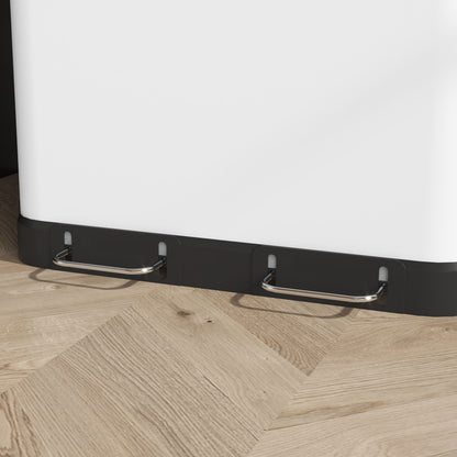 Kitchen Trash Can 2 x 30L Stainless Steel Pedal Trash Can with 2 Compartments, Soft-Close Lid, Removable Inner Buckets, for Recycling and Waste, White