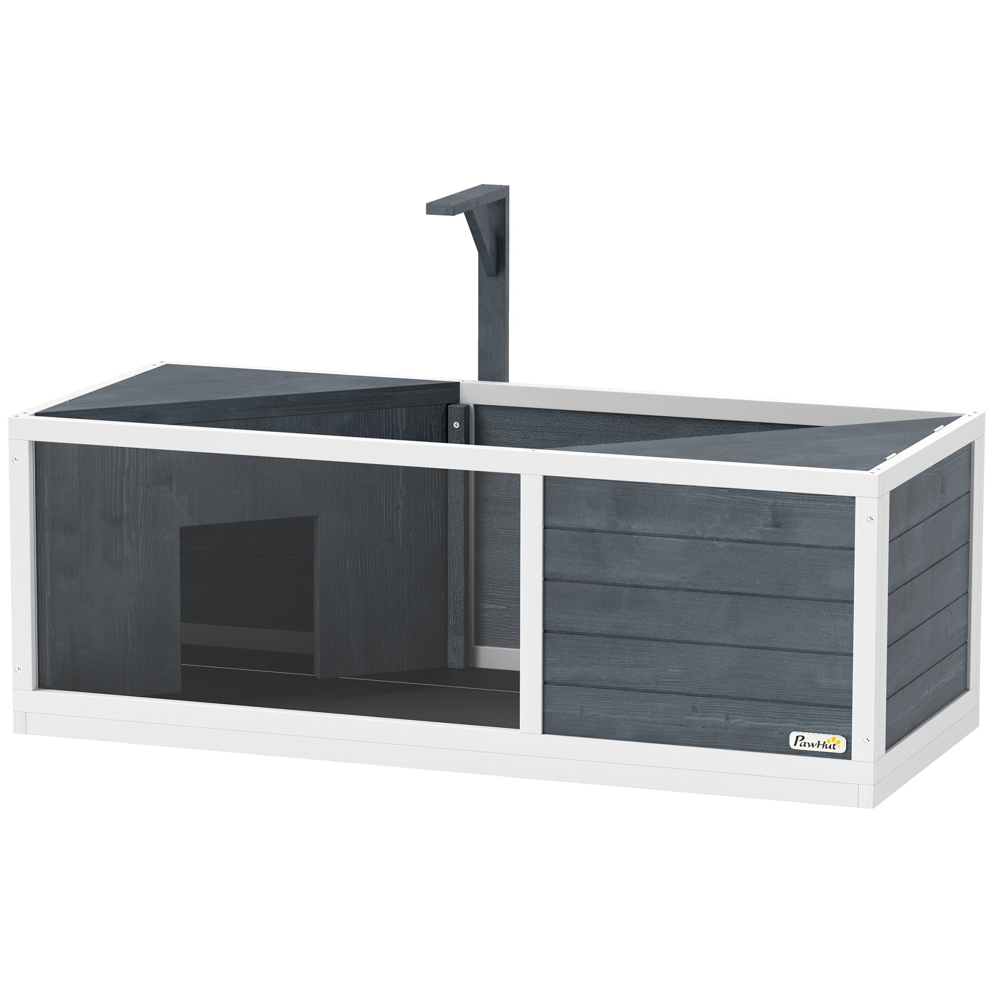 Wooden Turtle House, Turtle Enclosure with Two Main Houses, Flip-Open Top, Light Stand, Transparent Front Panel, 120 x 50 x 40 cm, Gray