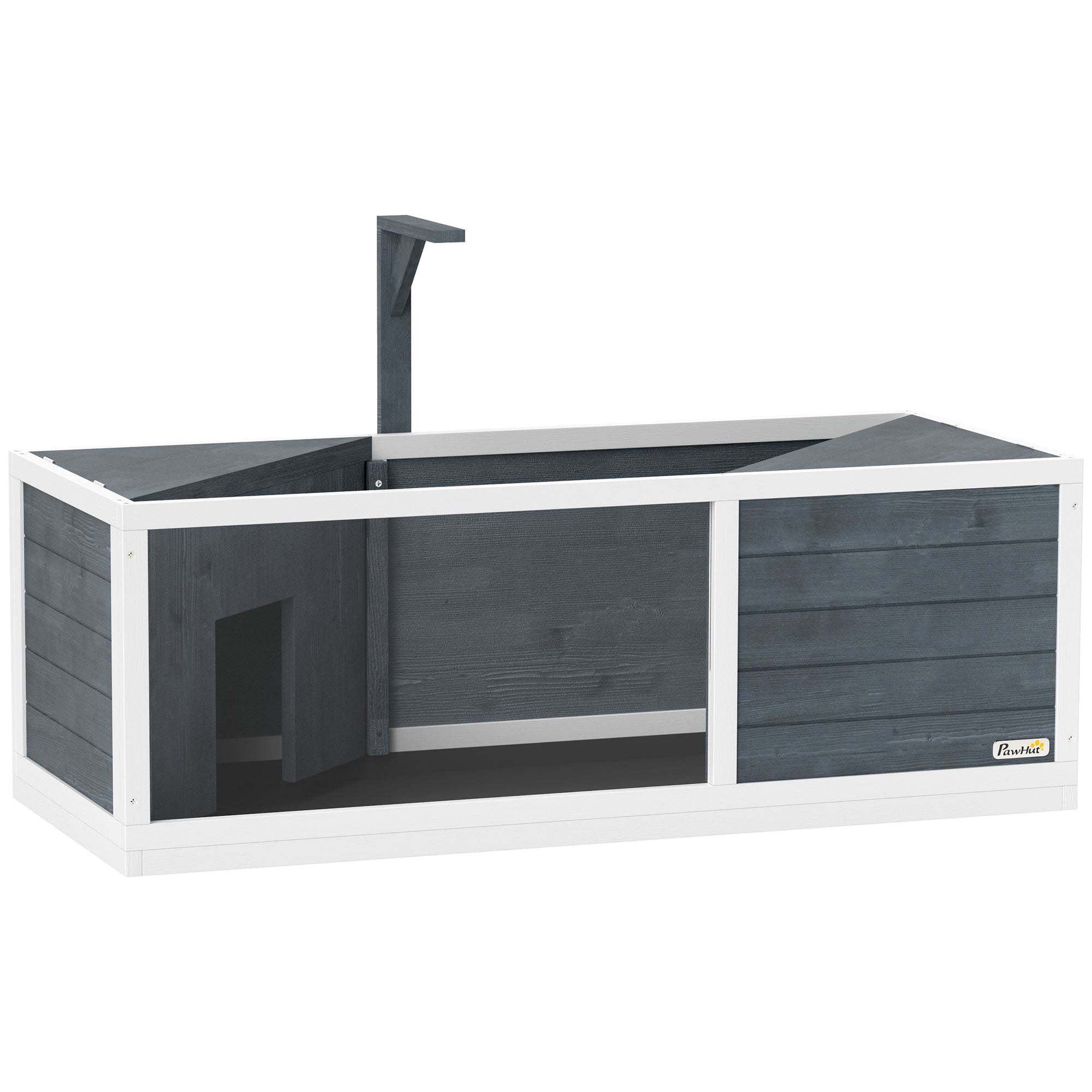 Wooden Turtle House, Turtle Enclosure with Two Main Houses, Flip-Open Top, Light Stand, Transparent Front Panel, 120 x 50 x 40 cm, Gray