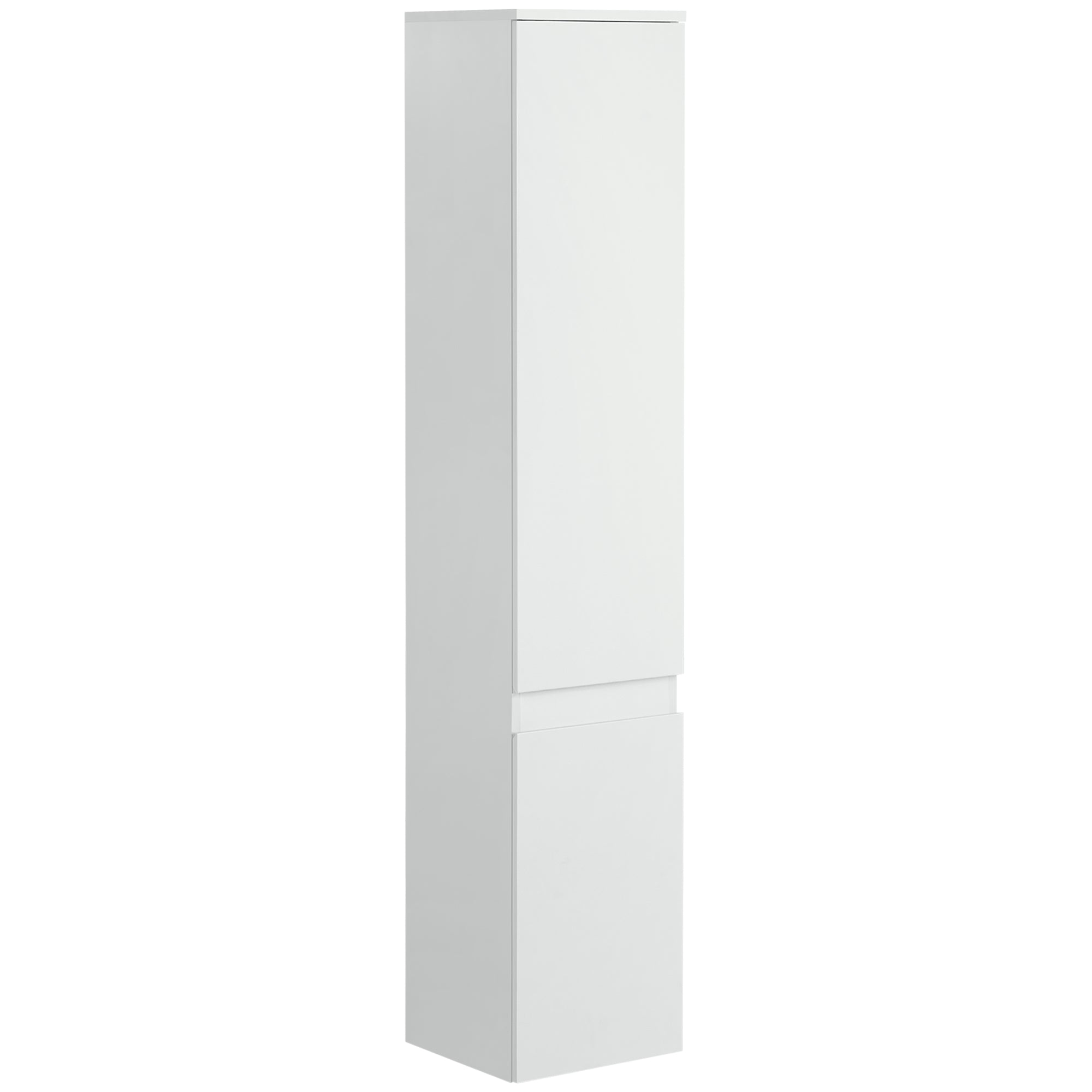 Space-saving Bathroom Cabinet, Bathroom Cabinet with 5 Adjustable Shelves, Handleless Doors and Anti-Tipping System, 30x28x152.5cm, White