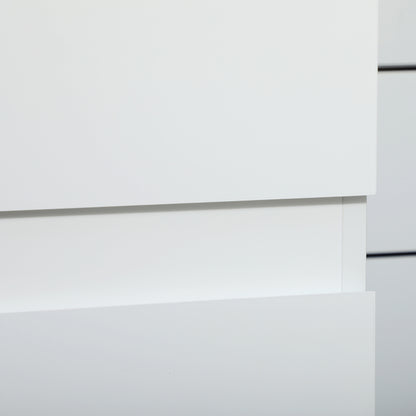 Space-saving Bathroom Cabinet, Bathroom Cabinet with 5 Adjustable Shelves, Handleless Doors and Anti-Tipping System, 30x28x152.5cm, White