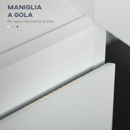 Space-saving Bathroom Cabinet, Bathroom Cabinet with 5 Adjustable Shelves, Handleless Doors and Anti-Tipping System, 30x28x152.5cm, White