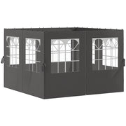 Side Wall 4-Piece Set for 3 x 3m Pavilion Side Panels with 8 Windows Hook and Loop Fasteners 302x205cm Waterproof Stable Winterproof Side Panel Side Walls for Party Tent Garden Pavilion Dark Grey