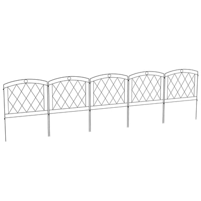 Set of 5 decorative garden fence panels, metal garden edging, for flower beds - dim. 305 x 80 cm, black