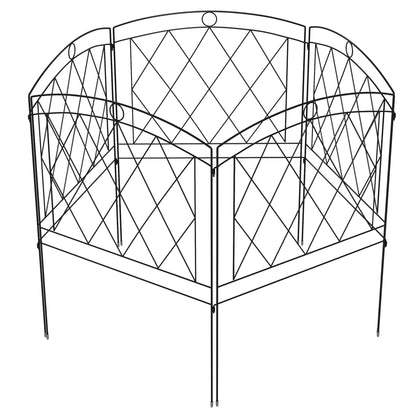 Set of 5 decorative garden fence panels, metal garden edging, for flower beds - dim. 305 x 80 cm, black