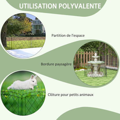 Set of 5 decorative garden fence panels, metal garden edging, for flower beds - dim. 305 x 80 cm, black