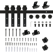 200cm Sliding Door Complete Set Sliding Door System with Floor Guide, Sliding Door Rail, Sliding Door Rollers Fittings Made of Carbon Steel for Double Sliding Door