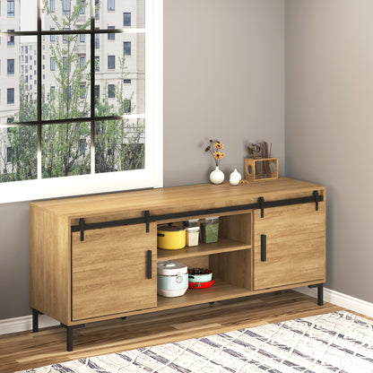 200cm Sliding Door Complete Set Sliding Door System with Floor Guide, Sliding Door Rail, Sliding Door Rollers Fittings Made of Carbon Steel for Double Sliding Door