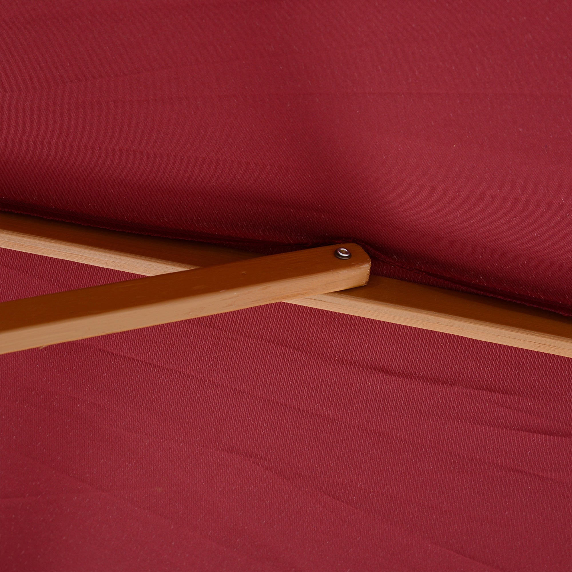 Outdoor Garden Umbrella Straight Double Roof Wooden High Density Polyester Sun Protection Ø 3 x 2.5 m Red