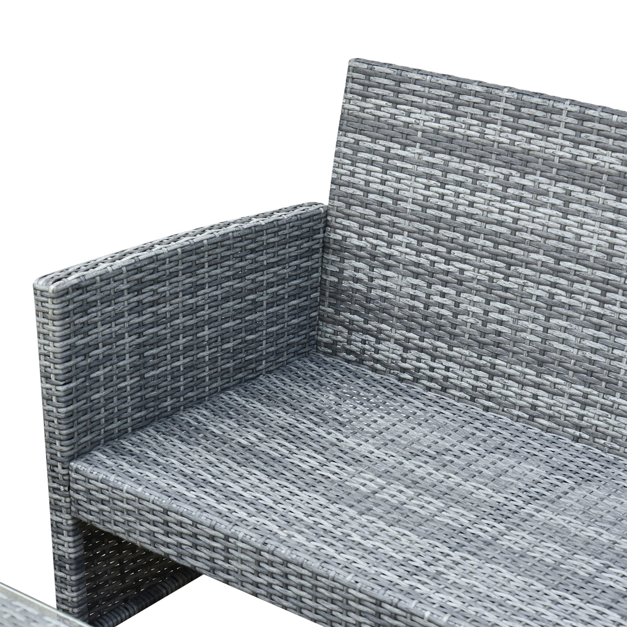 4-Piece Garden Furniture Set Loveseat 2 Chairs Coffee Table Metal, Rattan 108.5 x 61.5 x 76.5 cm