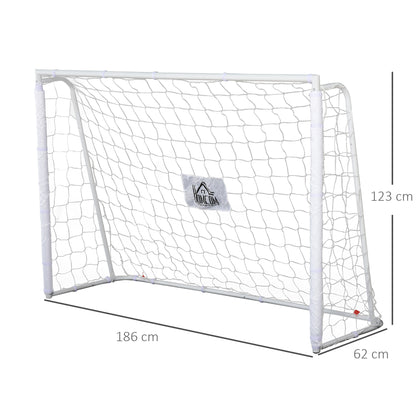 Football Goal - Soccer Goal - Training Goal dimensions 186L x 62W x 123H cm - metal frame PE net - pegs & tool included - white