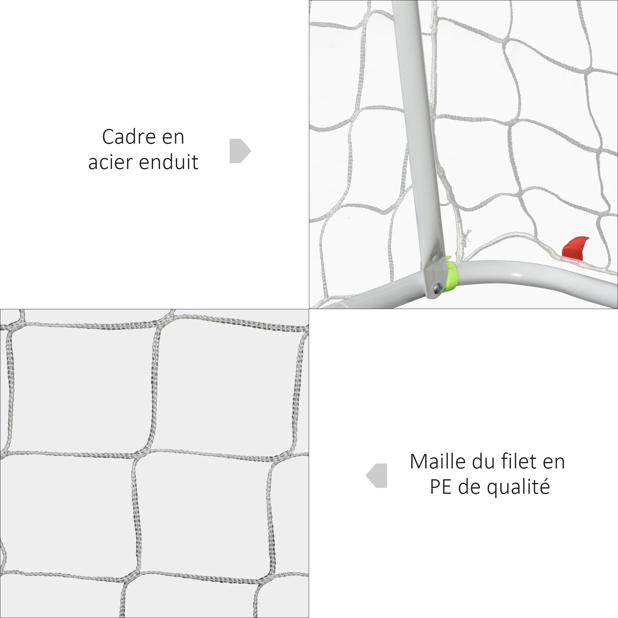 Football Goal - Soccer Goal - Training Goal dimensions 186L x 62W x 123H cm - metal frame PE net - pegs & tool included - white