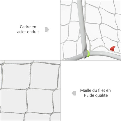 Football Goal - Soccer Goal - Training Goal dimensions 186L x 62W x 123H cm - metal frame PE net - pegs & tool included - white
