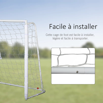 Football Goal - Soccer Goal - Training Goal dimensions 186L x 62W x 123H cm - metal frame PE net - pegs & tool included - white