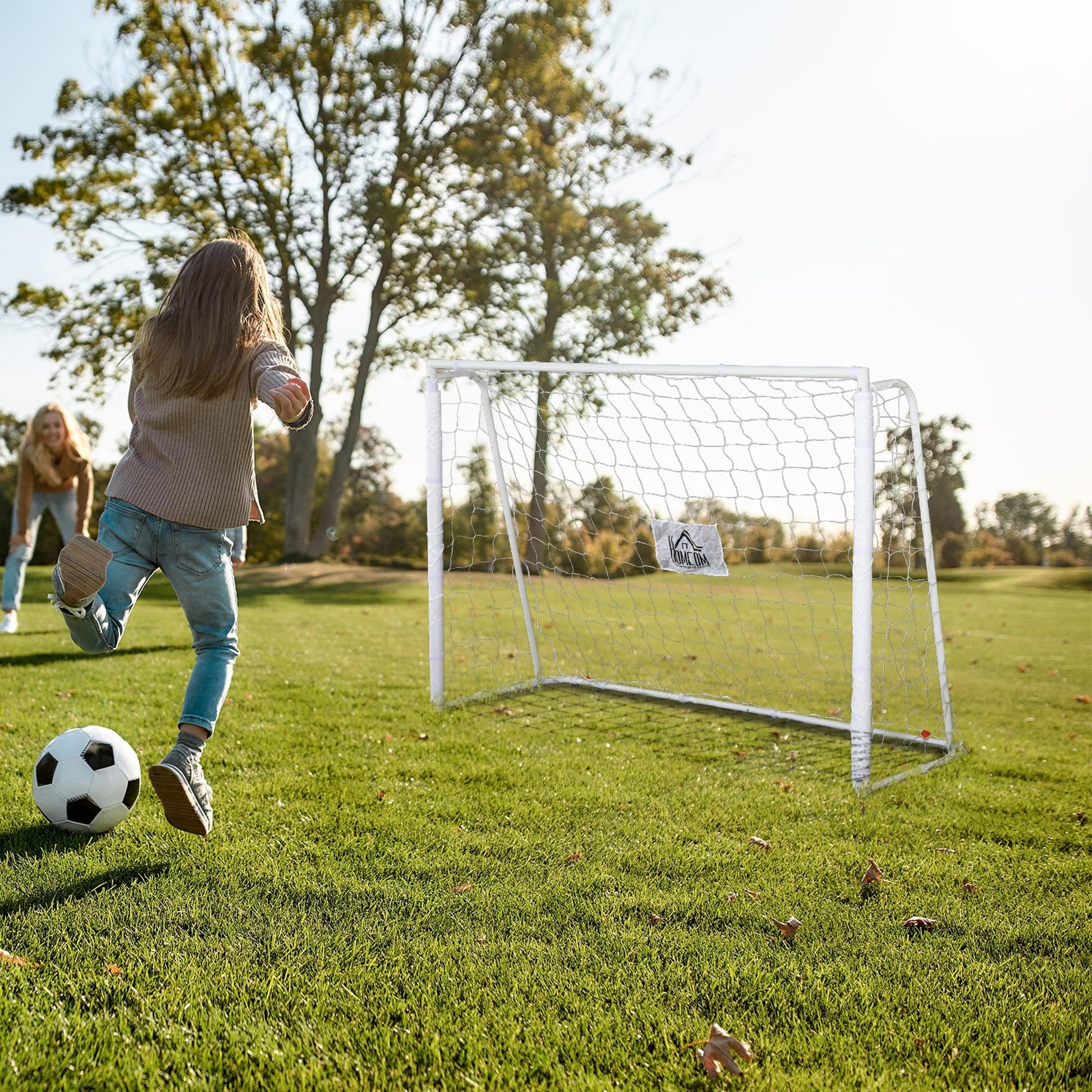 Football Goal - Soccer Goal - Training Goal dimensions 186L x 62W x 123H cm - metal frame PE net - pegs & tool included - white