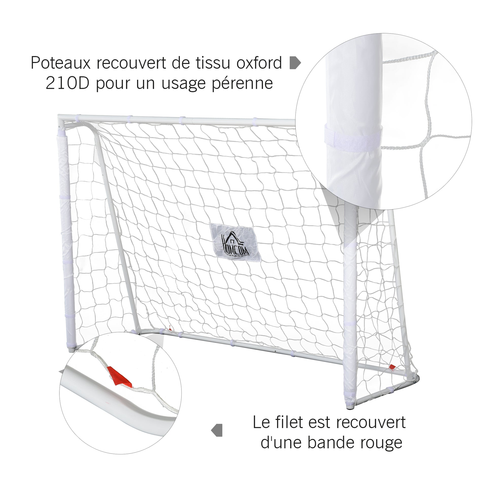 Football Goal - Soccer Goal - Training Goal dimensions 186L x 62W x 123H cm - metal frame PE net - pegs & tool included - white