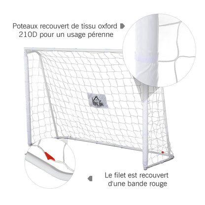 Football Goal - Soccer Goal - Training Goal dimensions 186L x 62W x 123H cm - metal frame PE net - pegs & tool included - white