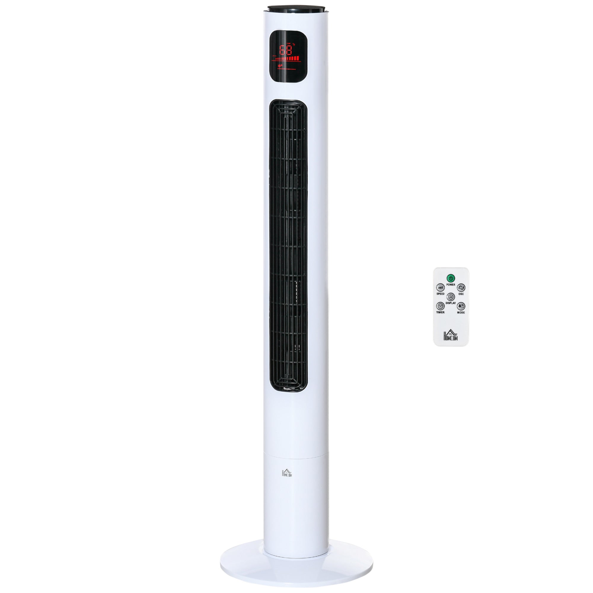 Silent 45W Tower Fan, Room Fan with 3 Modes 3 Speeds, Remote Control, 70° Oscillation, 12H Timer, LED Display, 117H cm White