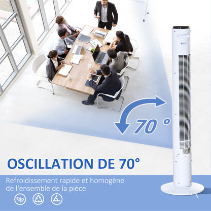 Silent 45W Tower Fan, Room Fan with 3 Modes 3 Speeds, Remote Control, 70° Oscillation, 12H Timer, LED Display, 117H cm White