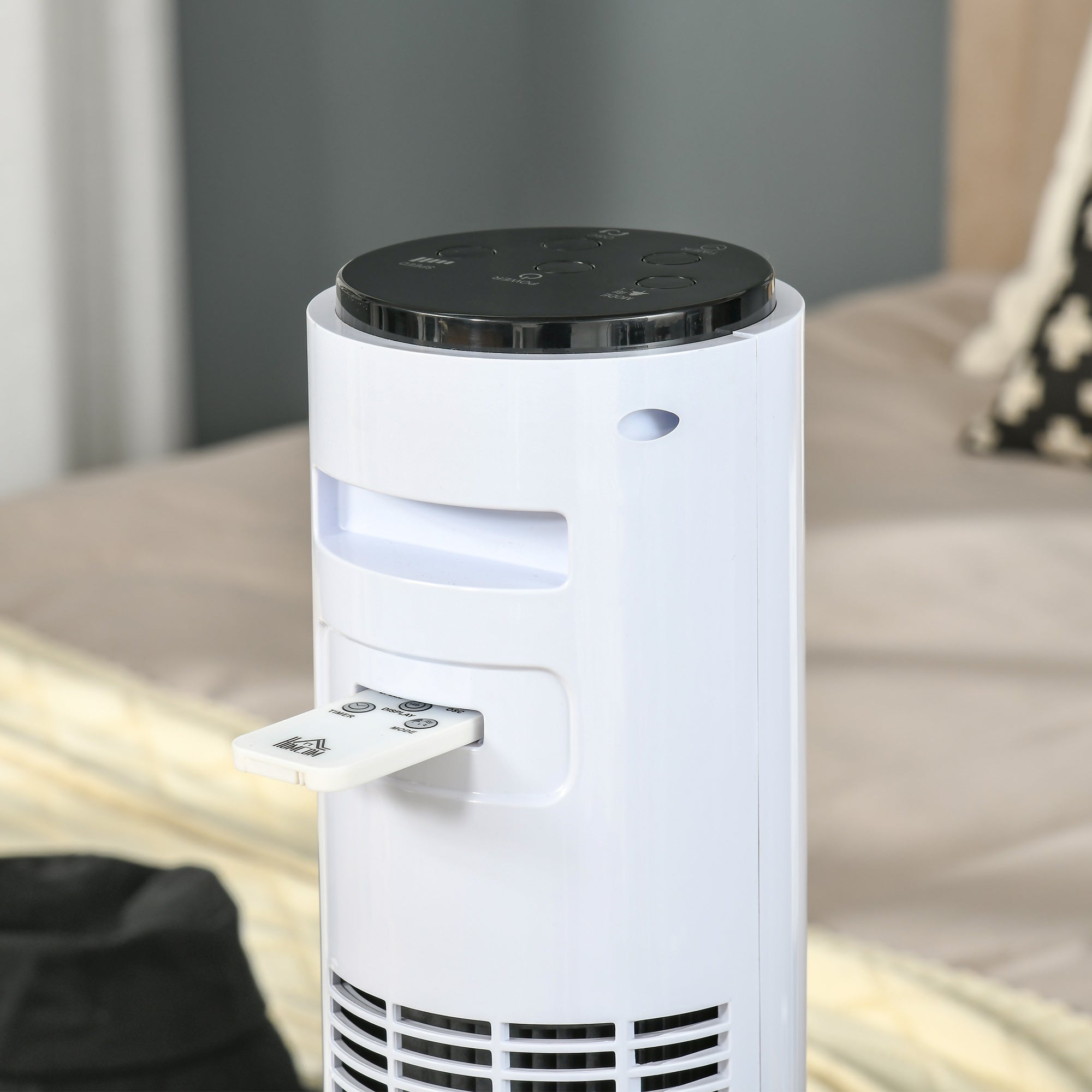 Silent 45W Tower Fan, Room Fan with 3 Modes 3 Speeds, Remote Control, 70° Oscillation, 12H Timer, LED Display, 117H cm White