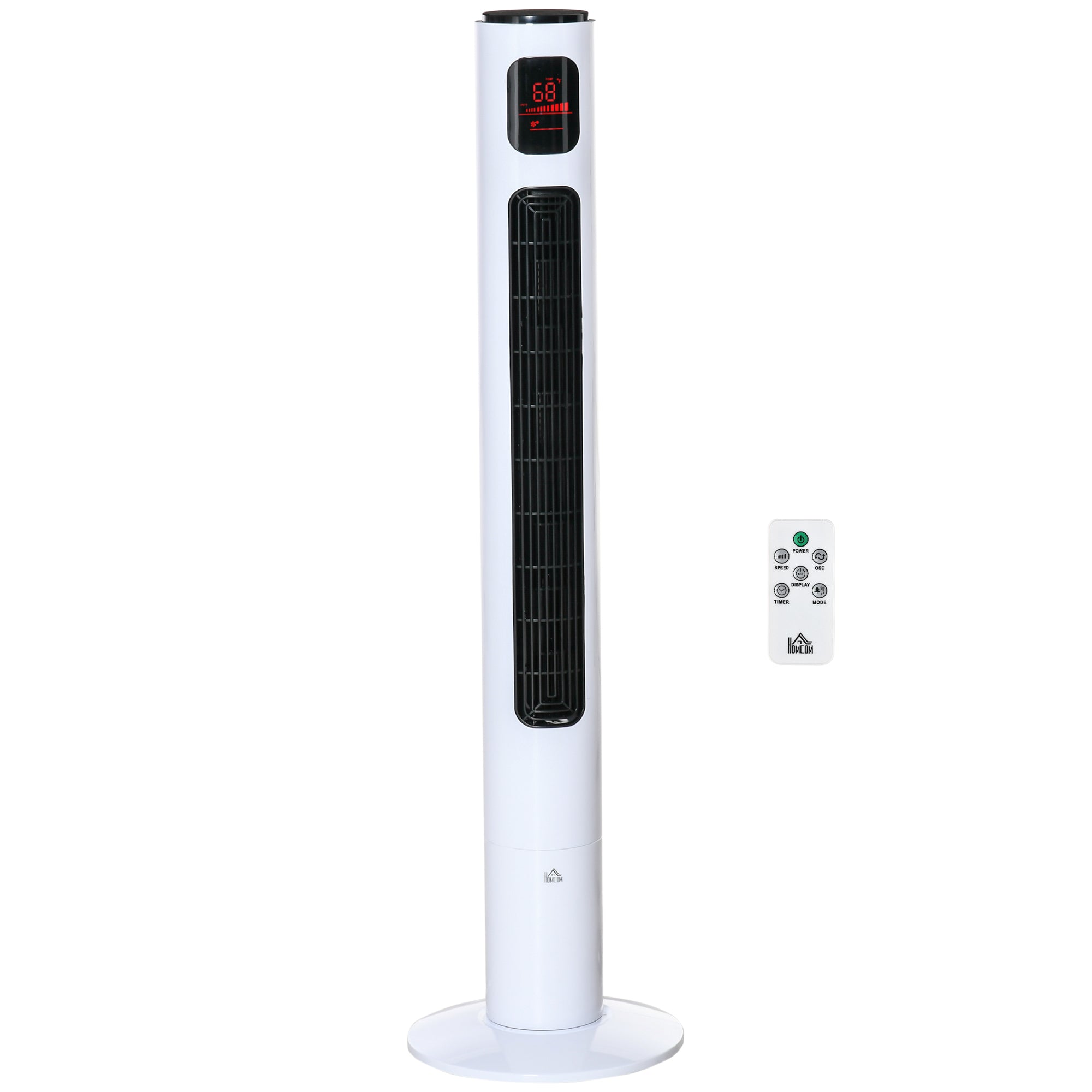 Silent 45W Tower Fan, Room Fan with 3 Modes 3 Speeds, Remote Control, 70° Oscillation, 12H Timer, LED Display, 117H cm White