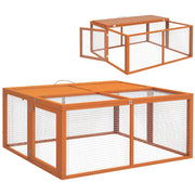Folding Rabbit Hutch for 2-3 Rodents with Multiple Entries, Rabbit Cage in Wood and Steel, 110x105x50 cm, Orange