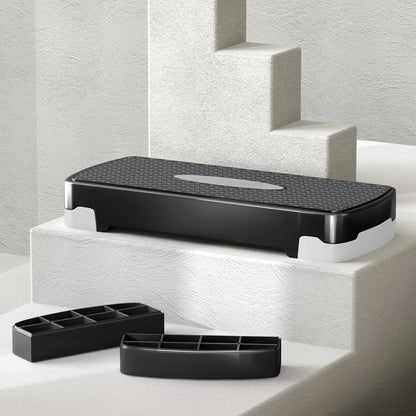 Aerobic Fitness Step Board Home Trainer Stepper 2-step height adjustable (10/15 cm) suitable for home and office use Black+Gray 68 x 29 x 15 cm