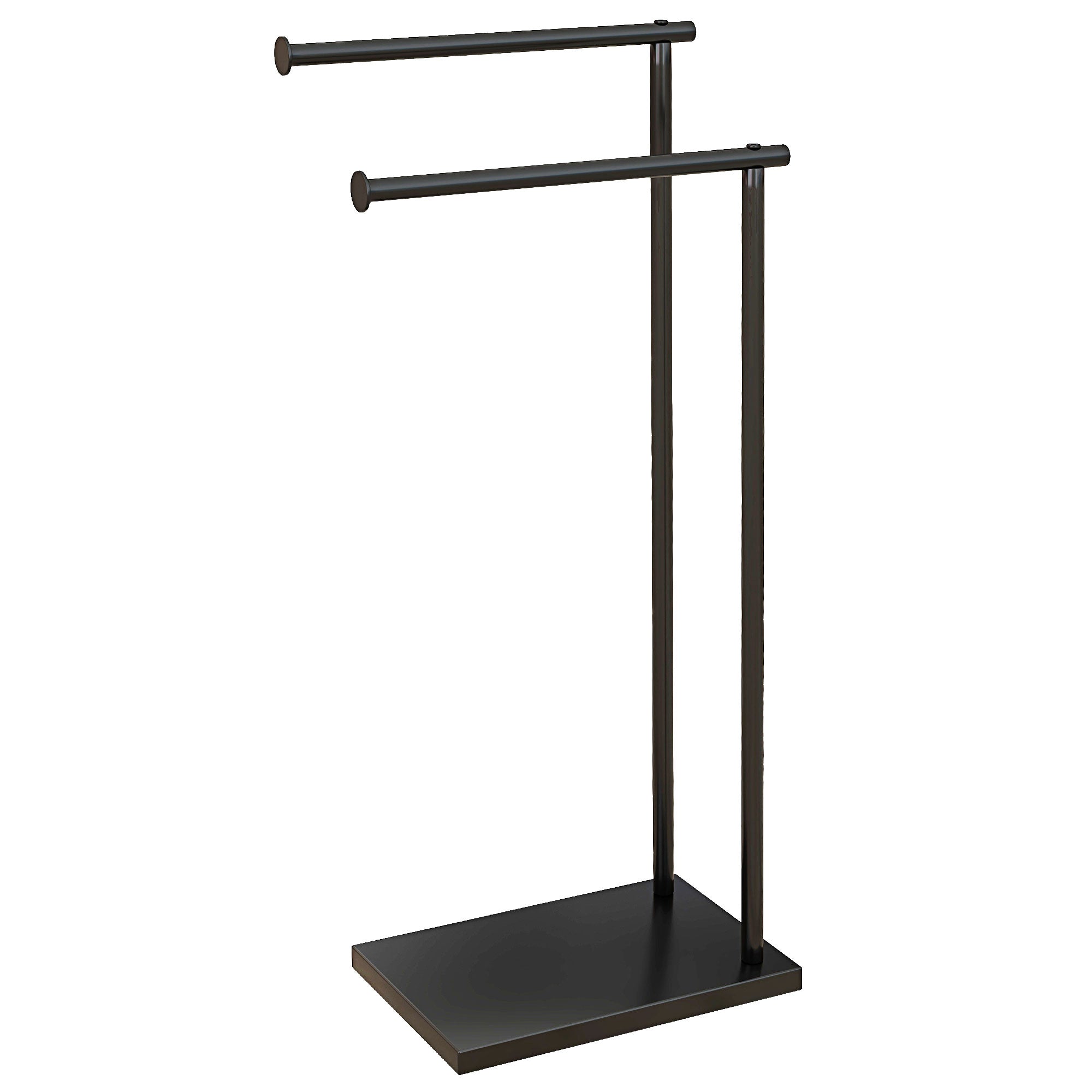 2-Tier Freestanding Towel Rack Ladder Bathroom Towel Rack with 2 Bars and Metal Frame Modern Style L Shape 35.5x20x78 cm Black