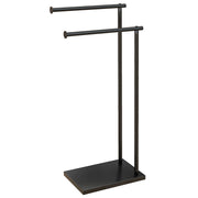 2-Tier Freestanding Towel Rack Ladder Bathroom Towel Rack with 2 Bars and Metal Frame Modern Style L Shape 35.5x20x78 cm Black