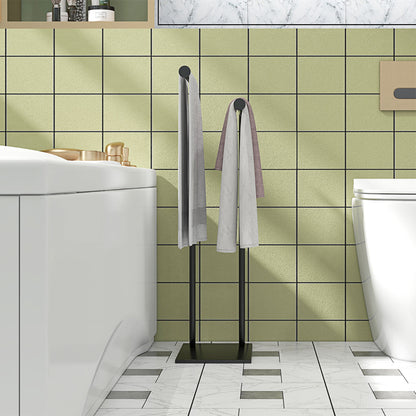 2-Tier Freestanding Towel Rack Ladder Bathroom Towel Rack with 2 Bars and Metal Frame Modern Style L Shape 35.5x20x78 cm Black