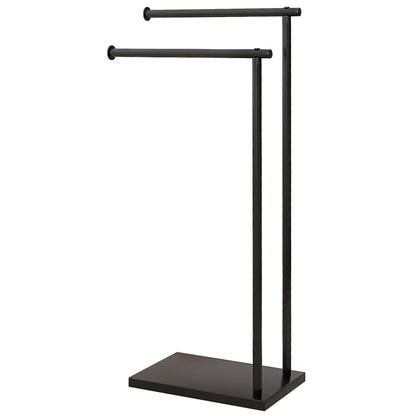 2-Tier Freestanding Towel Rack Ladder Bathroom Towel Rack with 2 Bars and Metal Frame Modern Style L Shape 35.5x20x78 cm Black