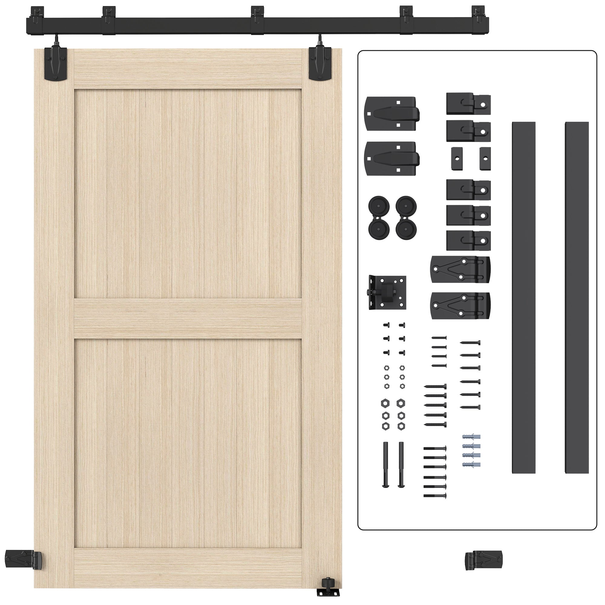 72 in Sliding Door Hardware Kit, Carbon Steel Track with UV Protection for Single Doors, Black