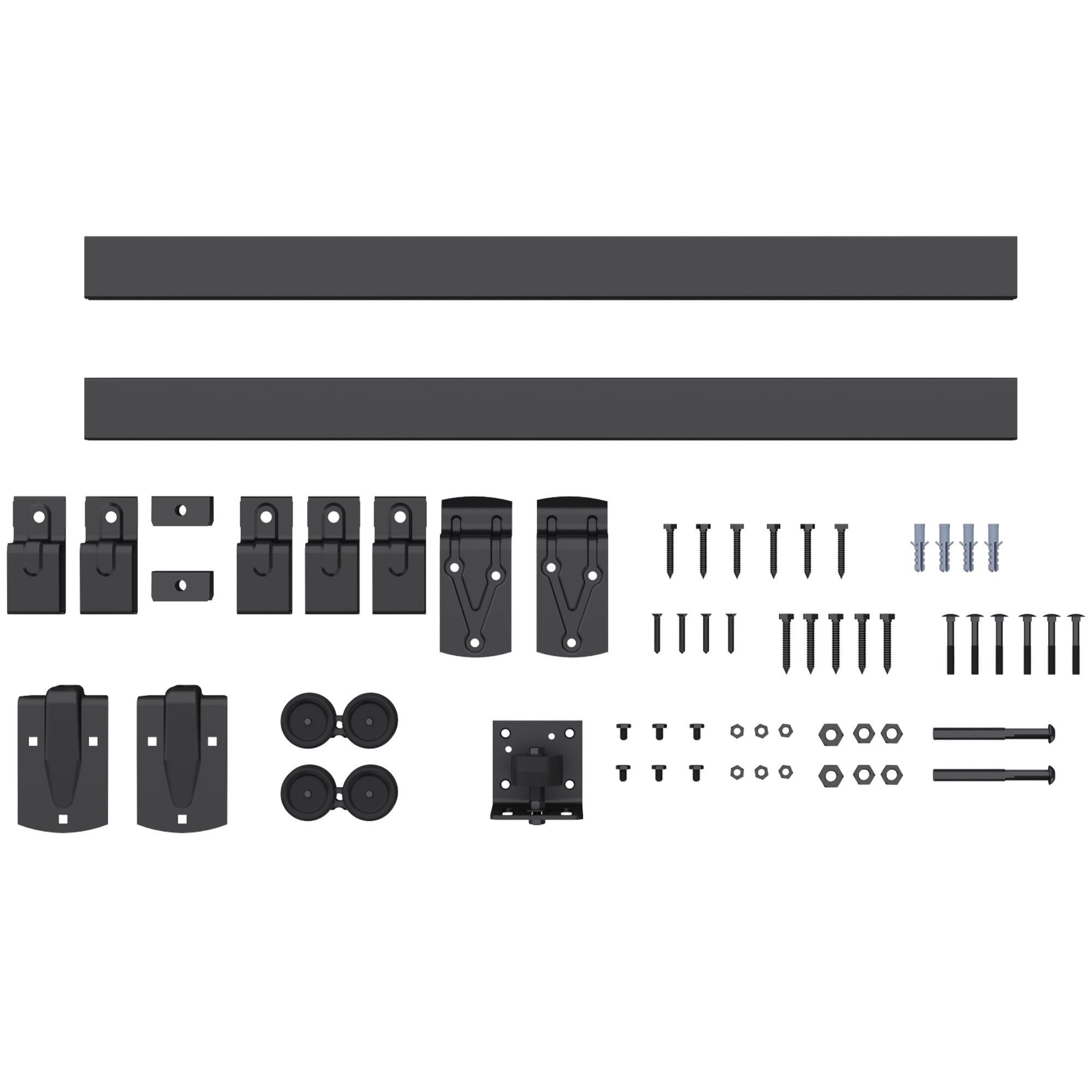 72 in Sliding Door Hardware Kit, Carbon Steel Track with UV Protection for Single Doors, Black