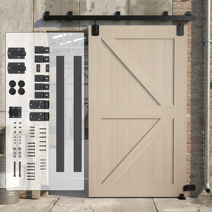 72 in Sliding Door Hardware Kit, Carbon Steel Track with UV Protection for Single Doors, Black