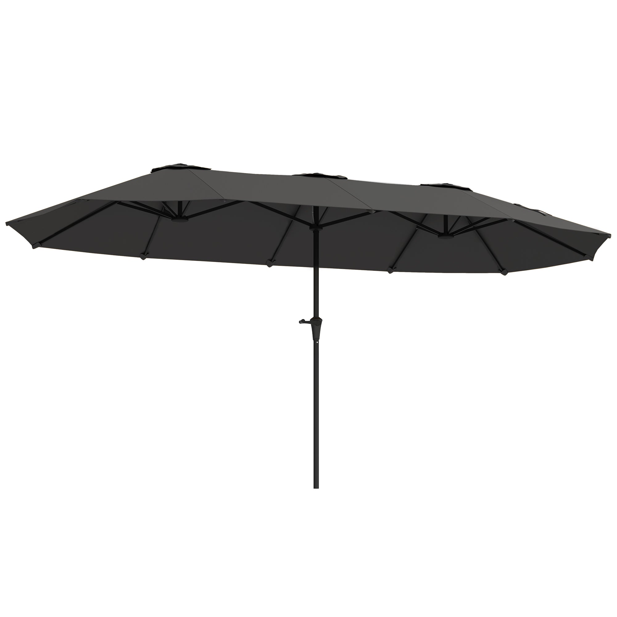 Double Umbrella 4x2.2 m Outdoor Terrace Umbrella with Manual Crank Waterproof and UV30+ Protection Large Parasol for Terrace Beach Pool Dark Gray