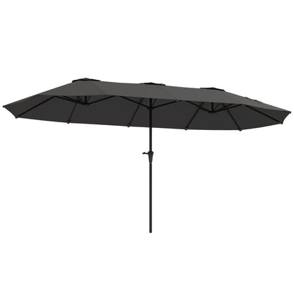 Double Umbrella 4x2.2 m Outdoor Terrace Umbrella with Manual Crank Waterproof and UV30+ Protection Large Parasol for Terrace Beach Pool Dark Gray