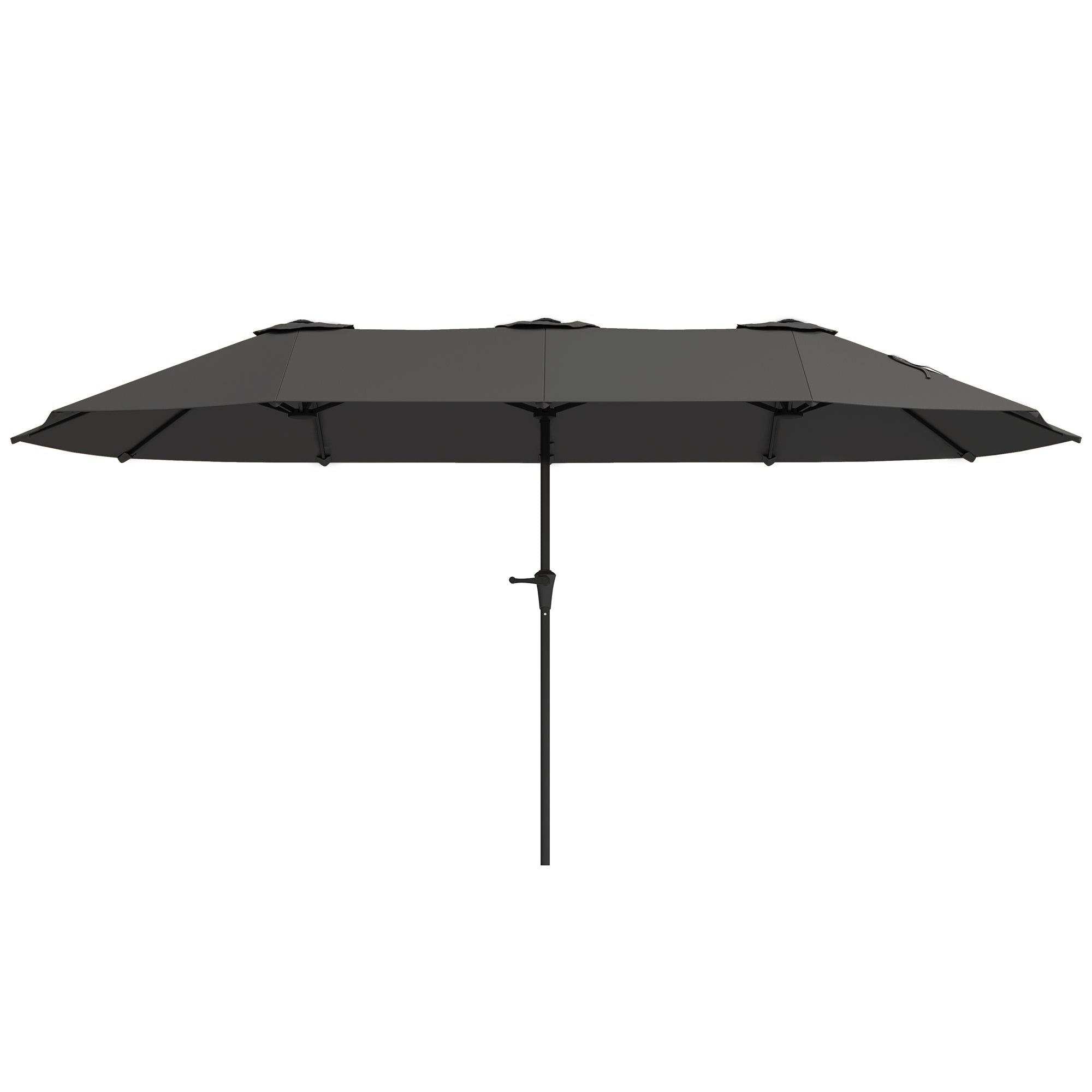 Double Umbrella 4x2.2 m Outdoor Terrace Umbrella with Manual Crank Waterproof and UV30+ Protection Large Parasol for Terrace Beach Pool Dark Gray