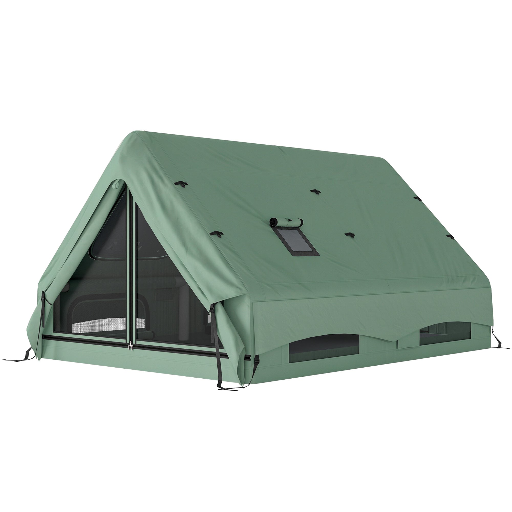 Inflatable Tent for 8–10 People — Fast Setup, 4-Season Waterproof Glamping Tent with Stove Port, Skylights, AC/Cable Entry, Oxford Fabric