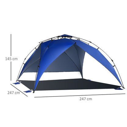 Folding Beach Tent Pop-Up Beach Shelter with Carrying Bag Automatic Opening UV Protection and Waterproof for Park Camping 247x247x145 cm Blue
